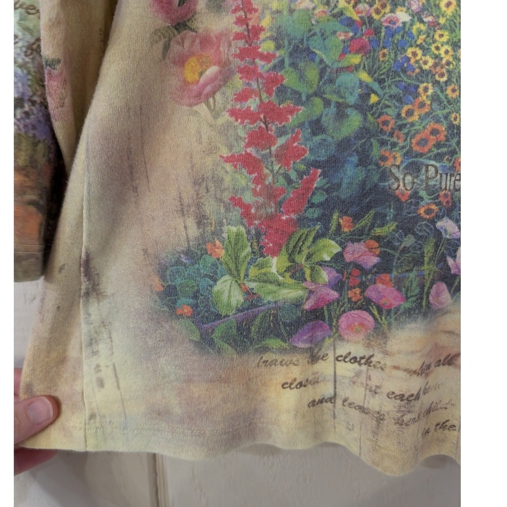 Vintage Y2K Garden Seeds Top Cottagecore Floral Birdhouse Print Fairy XL - Picture 8 of 14
